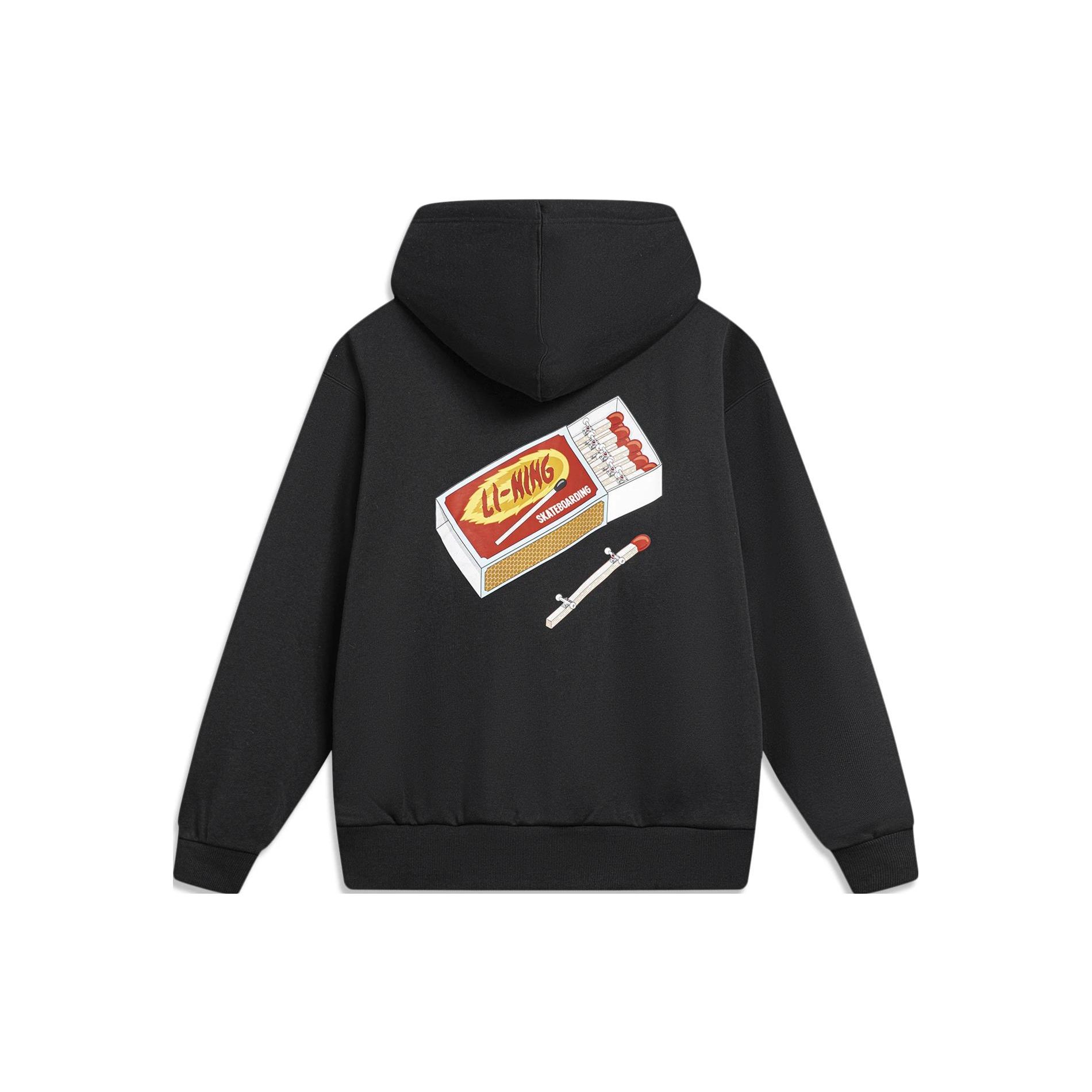 Li-Ning Men s Trend Series Fleece Lined Hooded Sweatshirt Black AWDT953-1 L