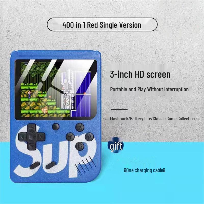 Retro-Style Handheld Game Console with Mario & Tetris, Two-Player Charging Option