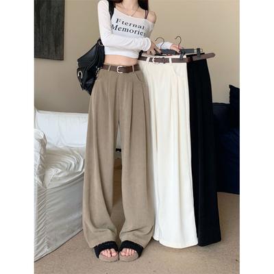 Fashion High-end Retro Casual Pants Women's High Waist Drooping Wide Legs and Thin Floor-mopping Trousers Loose Straight Versatile Pants