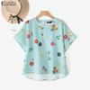 ZANZEA Women Casual Round Neck Floral Print Summer Short Sleeve Blouse