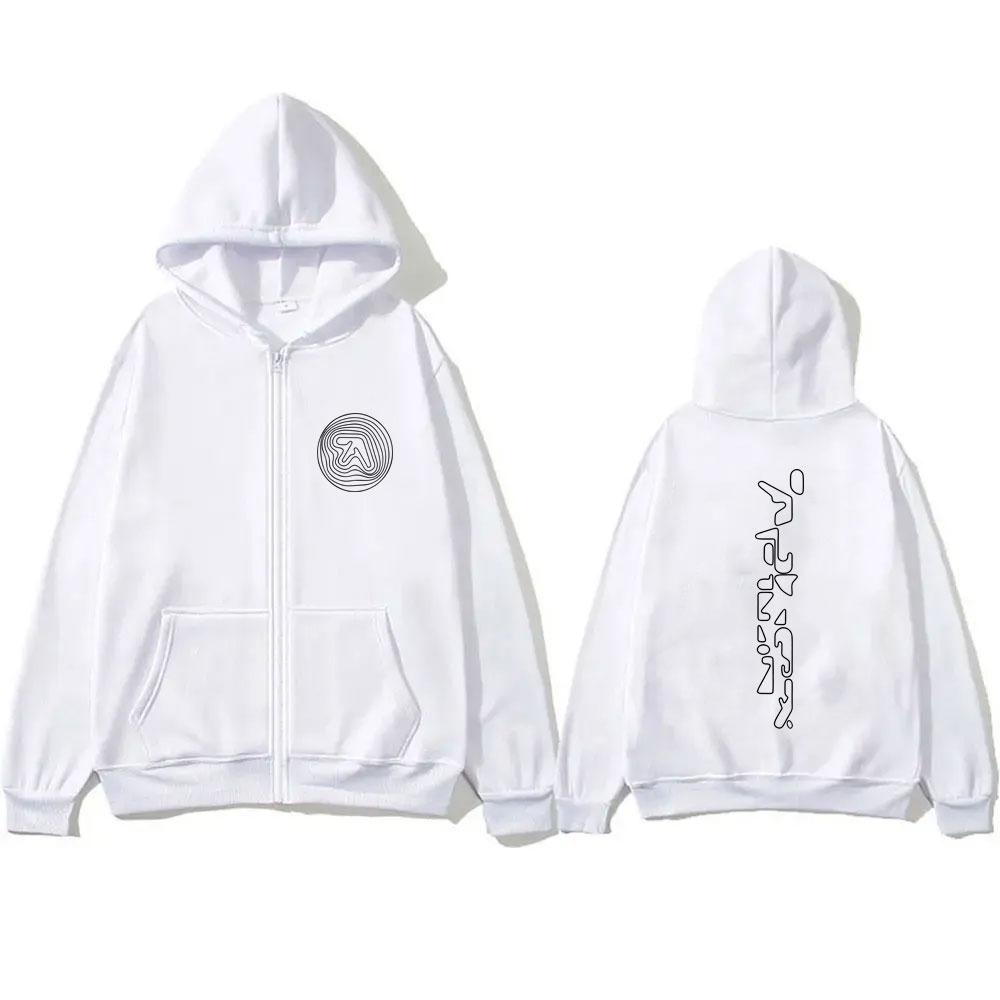 Aphex Twin Print Reißverschluss-Hoodie Herren Damen Kleidung Punk Gothic Vintage Zip-Jacke Männermode Übergroße Hoodies Streetwear