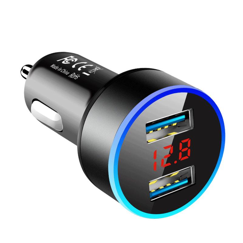 36W Car Charger Fast Charging USB Charger 2 Port LCD Display Adapter Fast Charging For iPhone Samsung Huawei Xiaomi OPPO