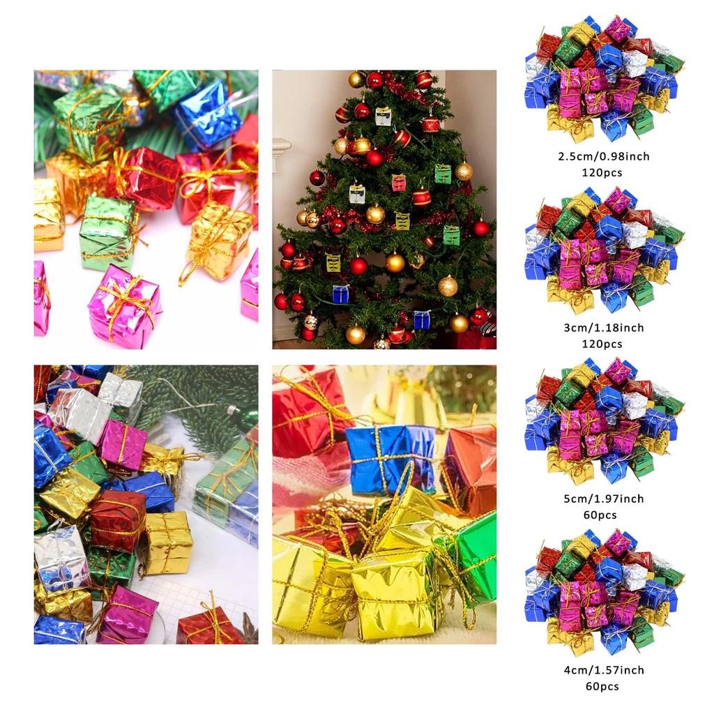 120 Pieces Gift Box Christmas Ornaments Decorative Christmas Hanging Decorations for Holiday Birthday Porch Home Restaurant