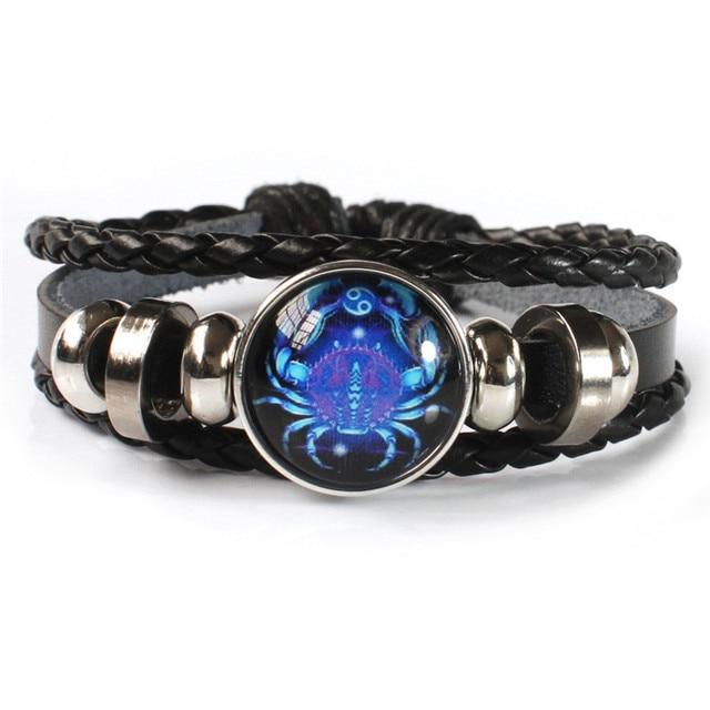 12 Zodiac Signs Constellation Charm Luminous Bracelet Men Women Fashion Multilayer Weave Leather Bracelet & Bangle Birthday Gift