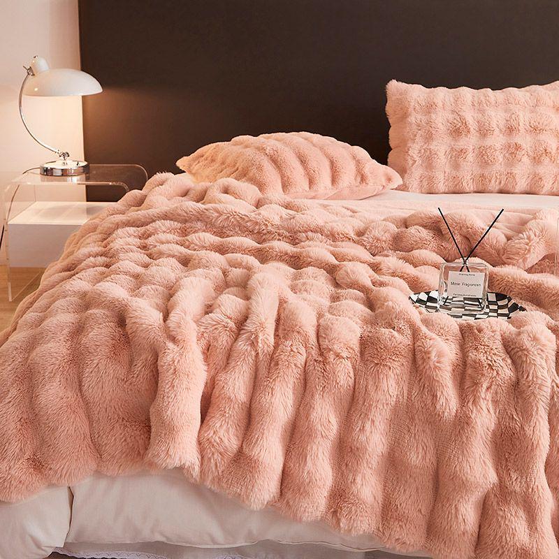 G5Z Thickened Warm Faux Fur Rabbit Fleece Blanket, Anti-Static Milk Velvet Throw for Sofa or Nap
