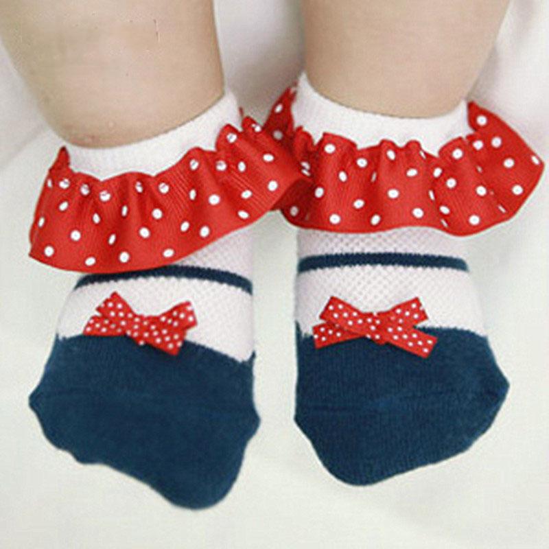 

Носки для маленьких девочек, тапочки для девочек, кружевные короткие носки принцессы из мягкого хлопка M красный