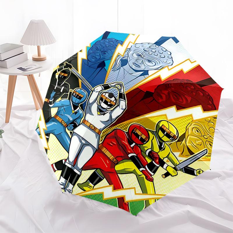 

1pc Power Rangers Lightning Bolts Automatic Opening Folding Umbrella with 8-Rib Iron Frame, Perfect for Fans, Travel, Daily Use, and Gifts!T103