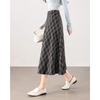 TERRE BLEUE Women's Retro High-Waist Plaid A-Line Midi Skirt