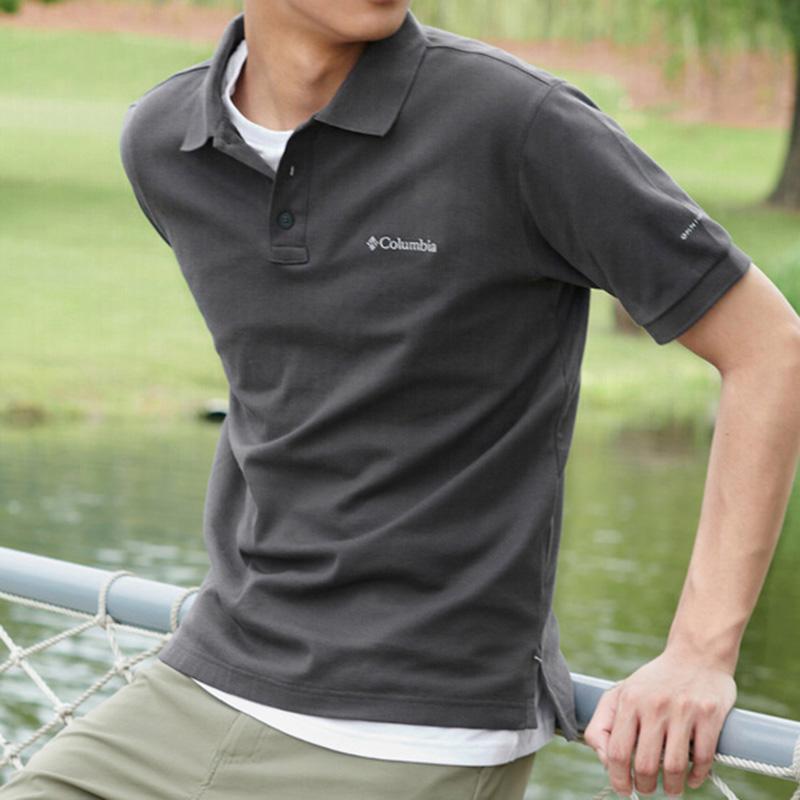 Columbia Casual Moisture-Wicking Short Sleeve Polo Shirt Men Polo Shirts Dark-Gray AE3119-011