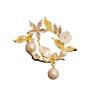 14K Gold Plated Zirkon Blume Perle Brosche: Exquisites, vielseitiges Accessoire für Damen