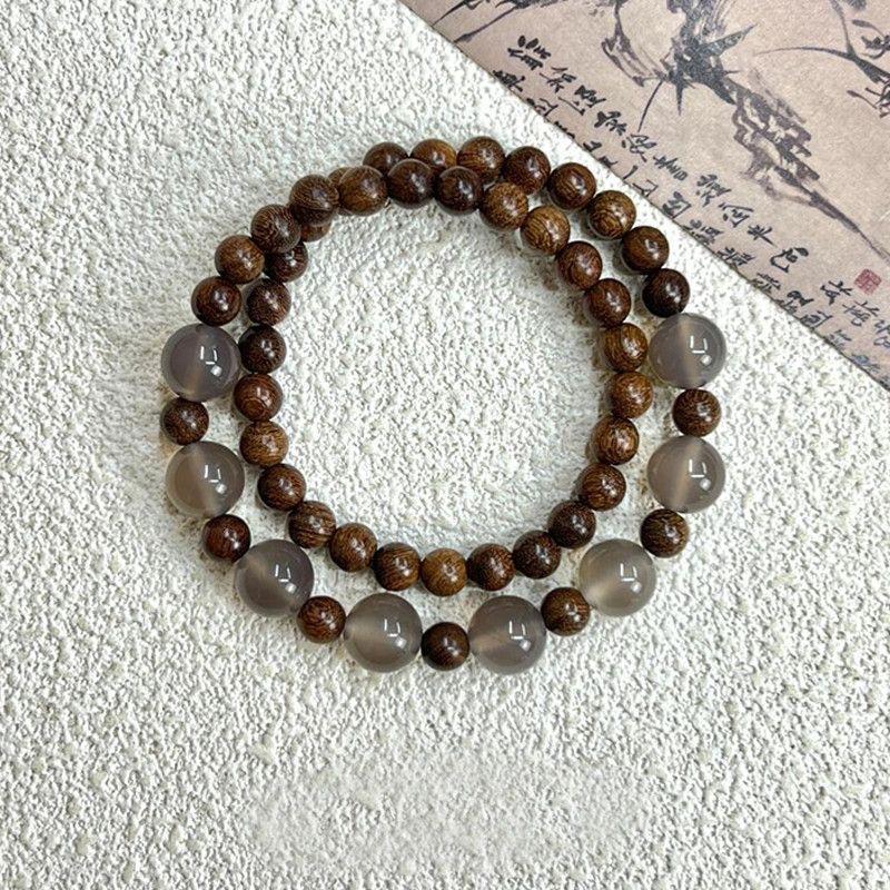 Chinese Style Wooden Beads Double Layered Wearing Simple Personality Versatile Bracelet Jewelry