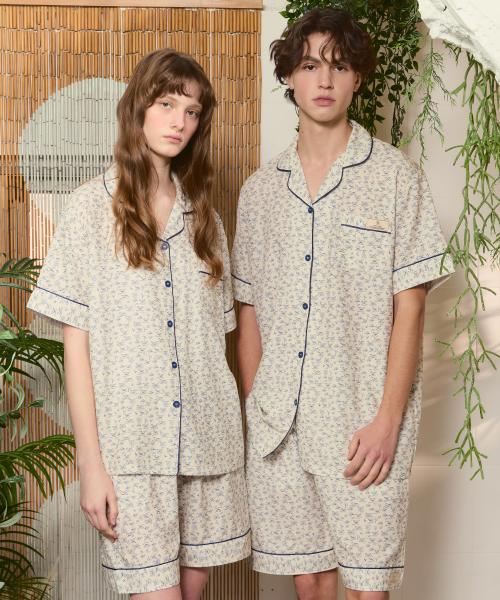 

[Pink Zone] 2-Pack Unisex Shade Short-Sleeve Collar Pajama Set [Shipped from Korea] 100% Authentic M M