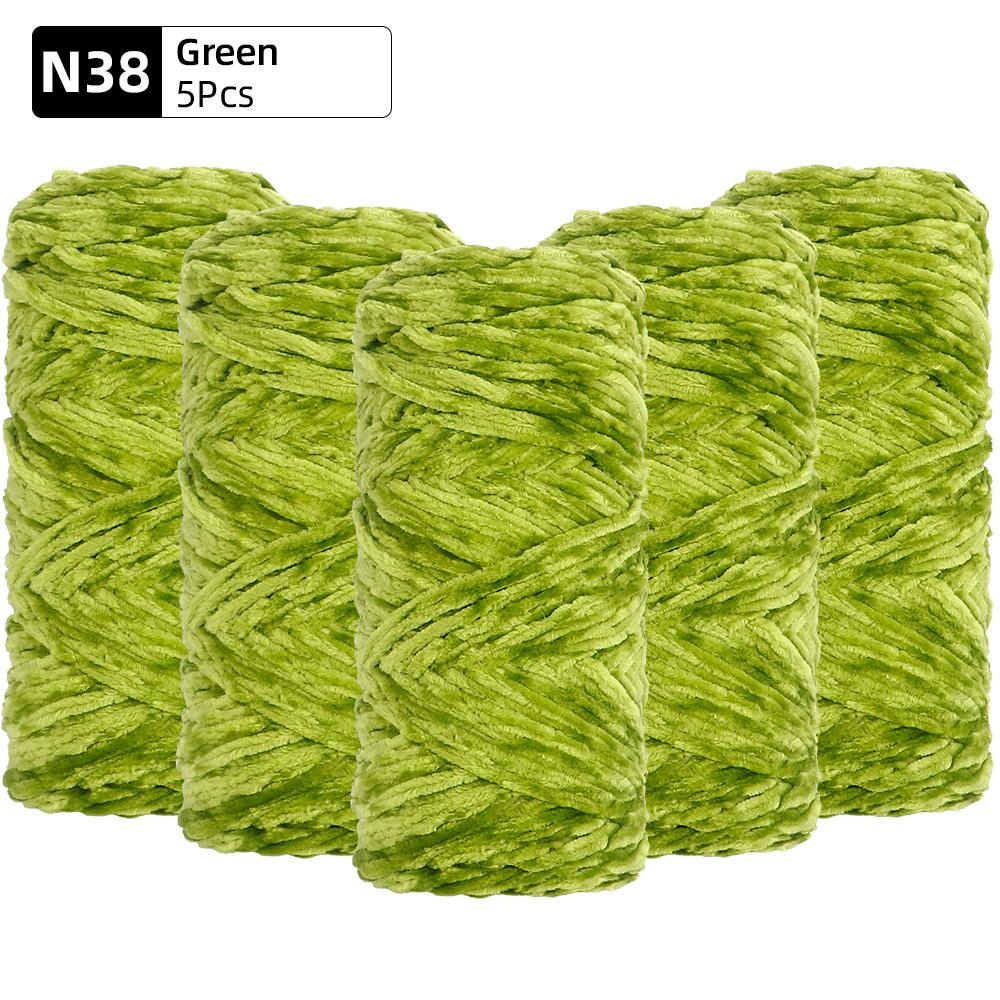 5pcs Soft Polyester Velvet Yarn Set - Luxurious Chenille Yarns, DIY Knitting & Crocheting for Crafts, Hats, Blankets, Scarves