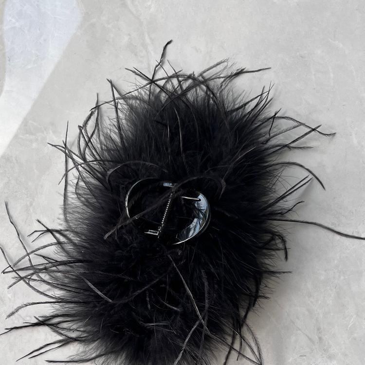 Hochwertige verschlüsselte Straußenfeder-Klammer, hochwertige Haarklammer (Shark Clip), mittelklein, Haarklammer zum Anstecken am Hinterkopf, Haarschmuck für Damen