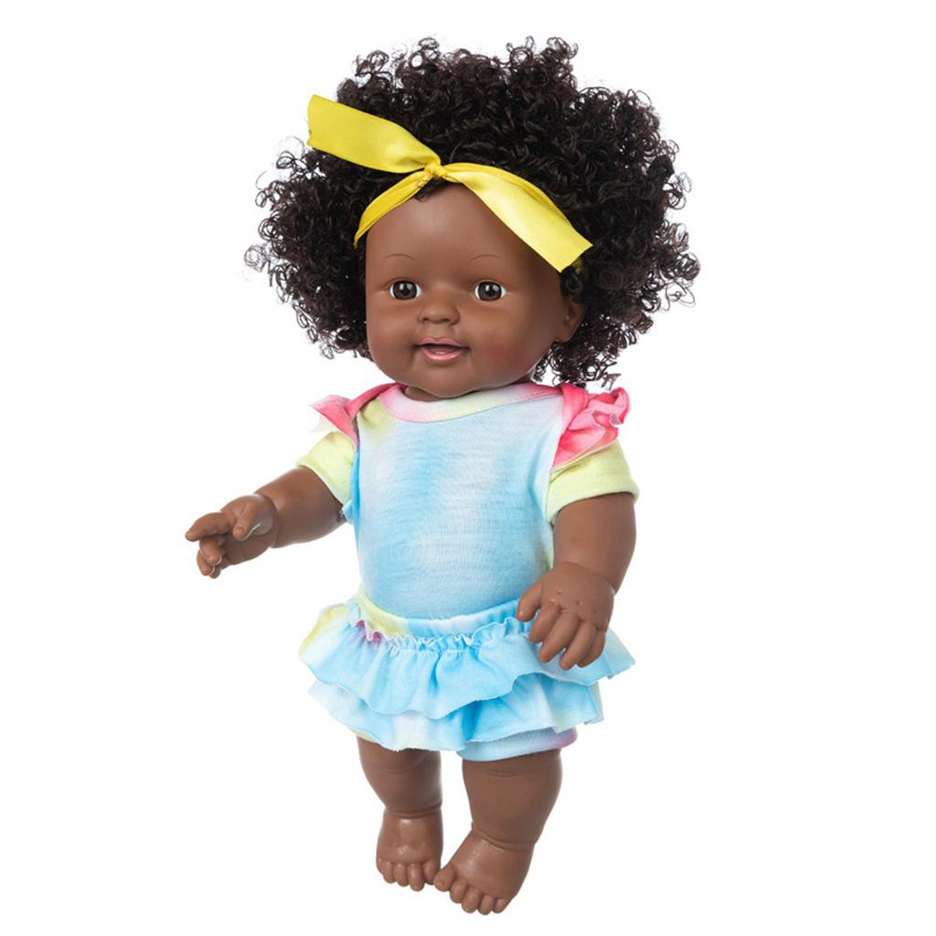 12 Inch Lovely Simulated Black Girl Doll African Baby Doll Kid Toy Birthday Gift