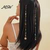 Decorazione Capelli da Spiaggia Bohemien 2 Pezzi Catena Intrecciata Lunga con Frange e Clip, Clip Colorate Stile Boho con Ciondolo Sole Luna, Accessori Gioiello per Festa
