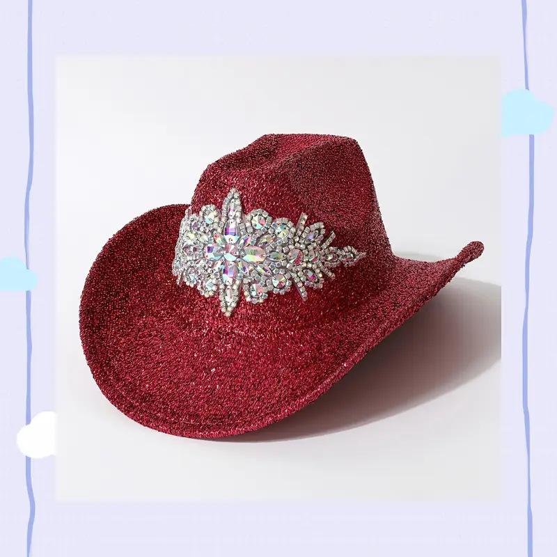 Sparkling Diamond Western Cowboy Hat Party Party Women's Hat