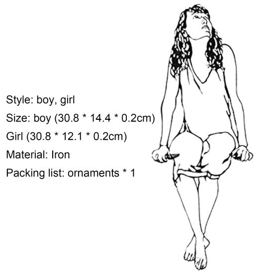 Metal Sculpture Figurines Iron Garden Boy Girl Decoration For Decorating