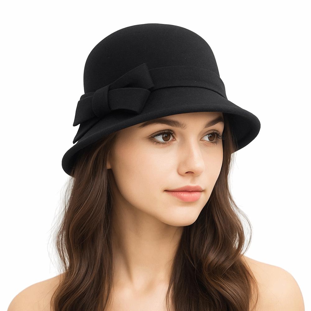 French Style Wool Bucket Hat Felt Mourning Cap Vintage Panama Hat Party