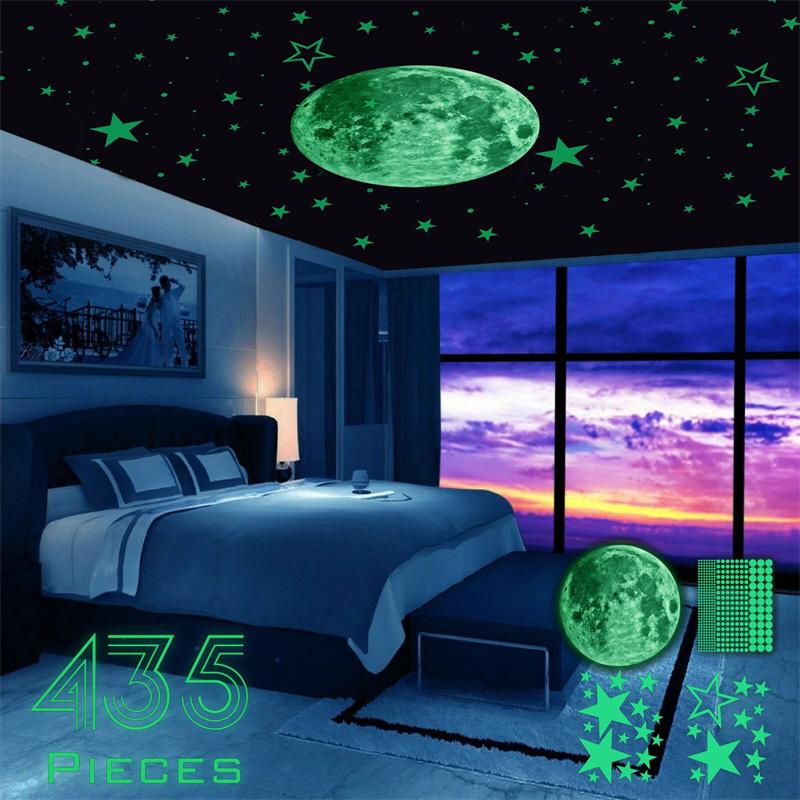 435Pcs/Set Luminous Moon Star Wall Sticker For Kids Bedroom Ceiling Home Decoration Diy Decal Glow In The Dark Wallpaper Mural