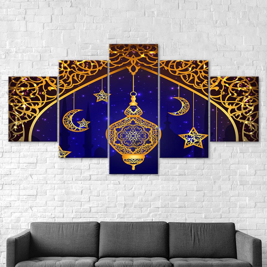 Ramadan Kareem Islamic Celebration 5 Piece Five Panel Wall Canvas Print Modern Art Poster Picture Home Decor Gift For Him For Her