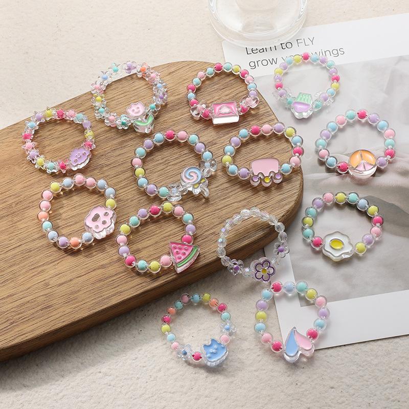 Cartoon Children's Bracelet Girl Princess Jelly Colored Beaded Cute Girl Baby Bracelet Student Jewelry