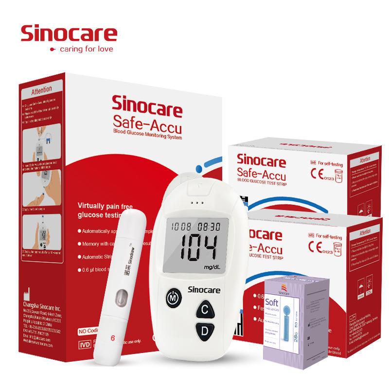 Sinocare Safe Accu: Точный глюкометр для точного измерения 50 Strips + 50 Lancets