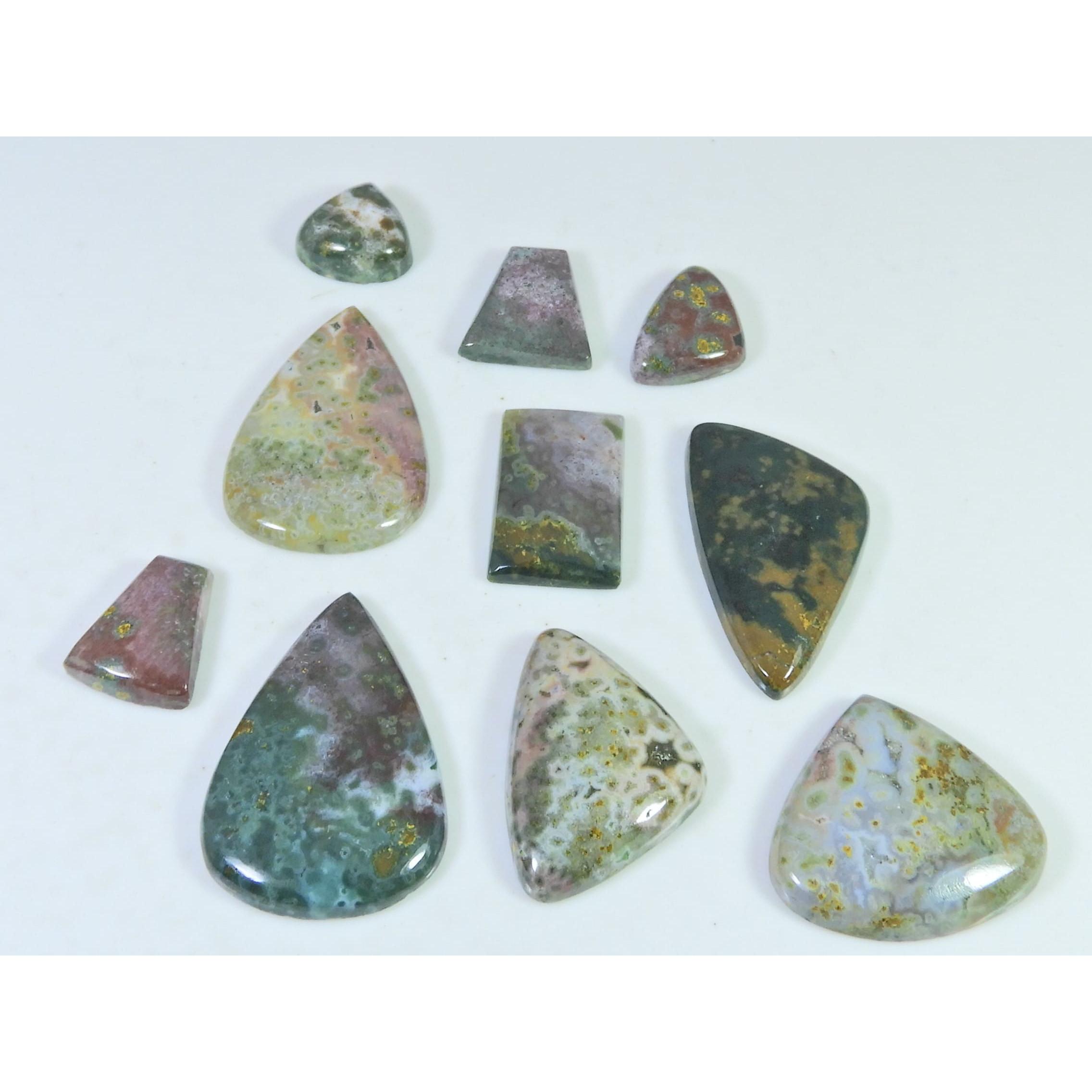 

136Cts. Natural Ocean Jasper Mix Cabochon Loose Gemstone 10Pcs Lot 13-32 MM C-1418