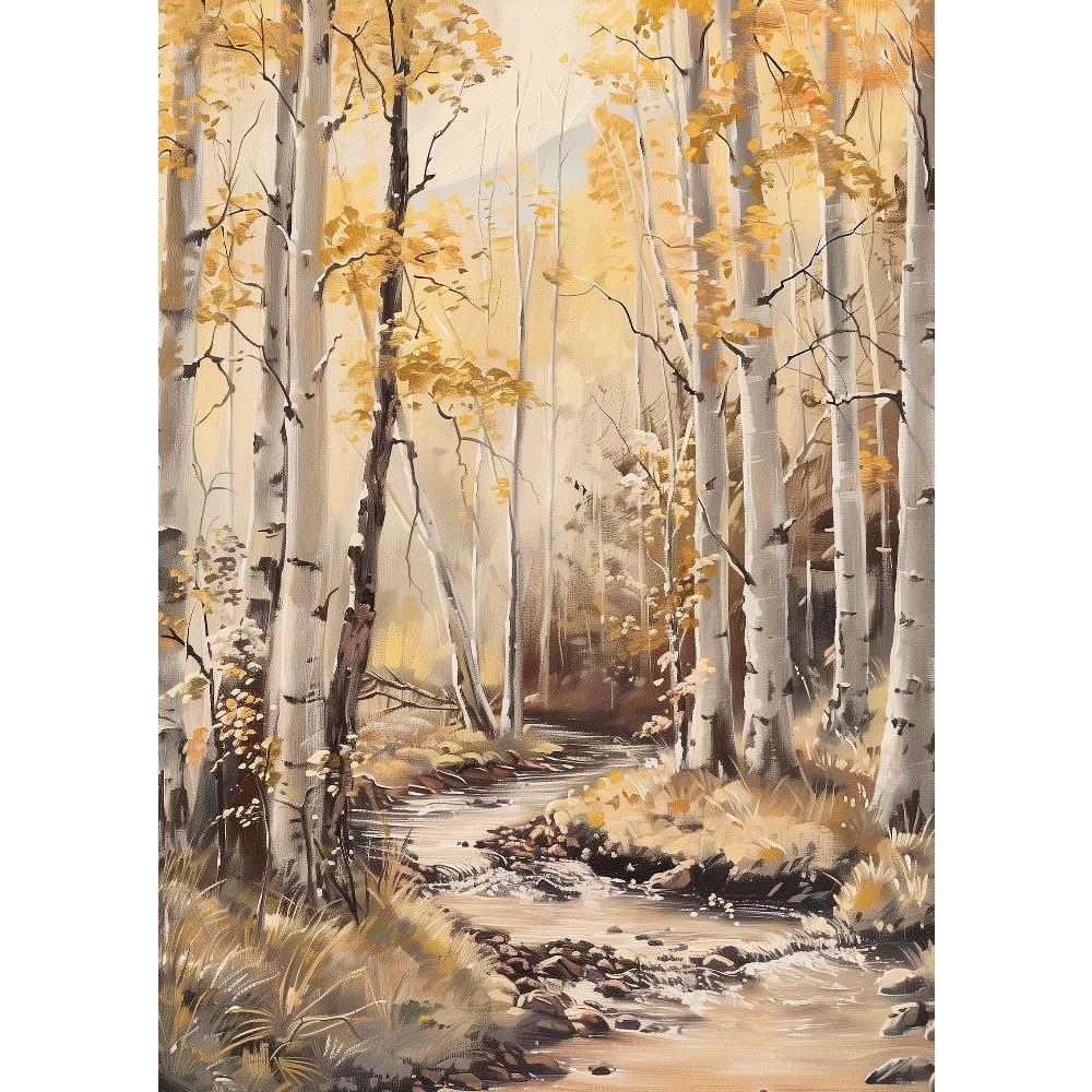 Eichenbaum Kunst Ruhige Berg Herbstwald Hütte Landschaft Schmetterling Poster Leinwanddruck Wandkunst Zimmer Heimdekor Geschenk