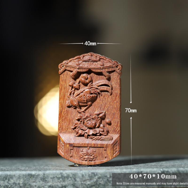 Venus Rosewood Relief Carved Auspicious Wealth Pendant Charm Necklace