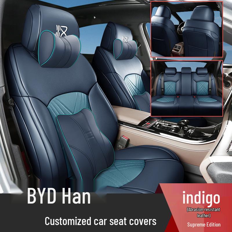 Durable Leather Seat Cover for BYD Han - Suitable for All Seasons, Fits Five Seats