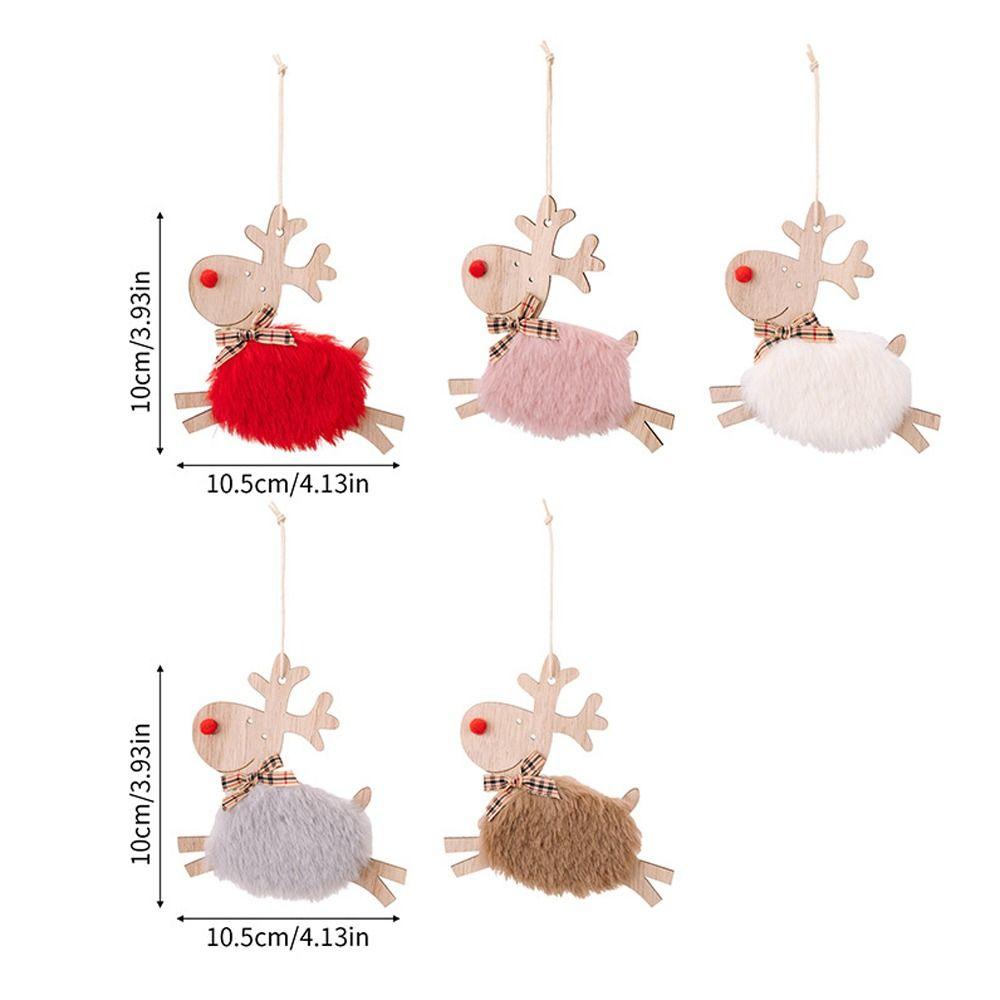 4pcs Handmade Christmas Tree Plush Deer Decor Cute Reindeer Xmas Tree Pendants  Children Gifts