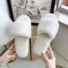 Cozy Plush Cotton Slippers for Women - Indoor Autumn/Winter Open Toe, One-Strap, Flat Bottom, Plus Size