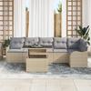 7-piece Garden Sofa Set with Beige Cushions Poly Rattan 3348476