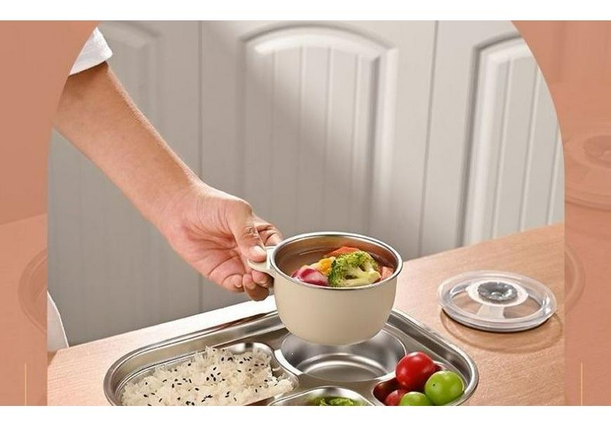 Insulated Stainless Steel Lunch Box with Lid - Multi-Compartment for Adults & Students