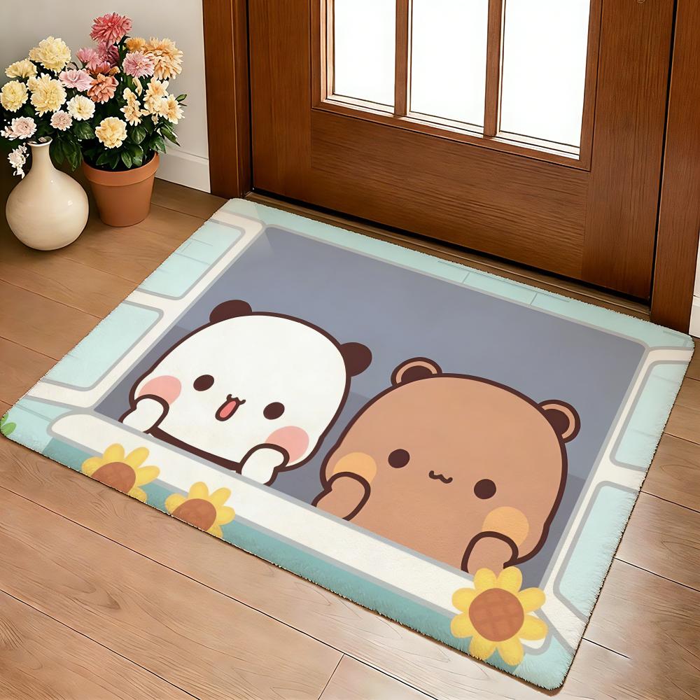 Bubu and Dudu Cute Floor Mat Cozy Flannel Soft Thick Non-Slip Mat for Living Room Bedroom Kitchen Decor Rugs