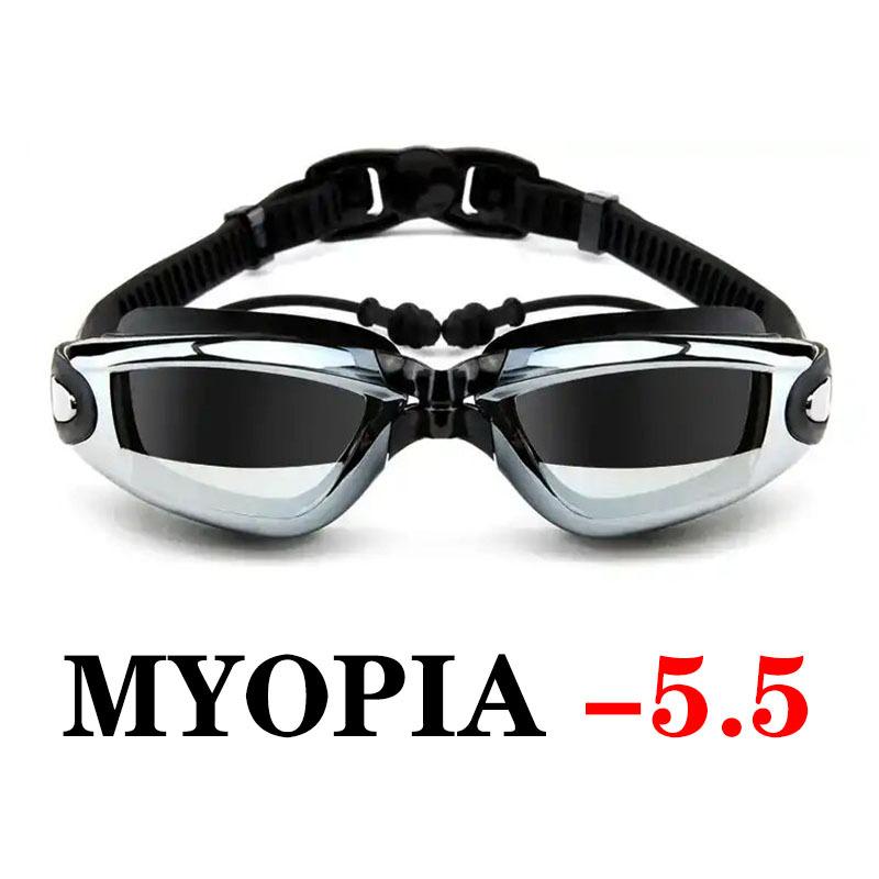 Myopia Goggles, Swimming Goggles, Silicone Swimming Goggles, Anti-Fog And Waterproof Men'S And Women'S Large-Frame Electroplated Glasses