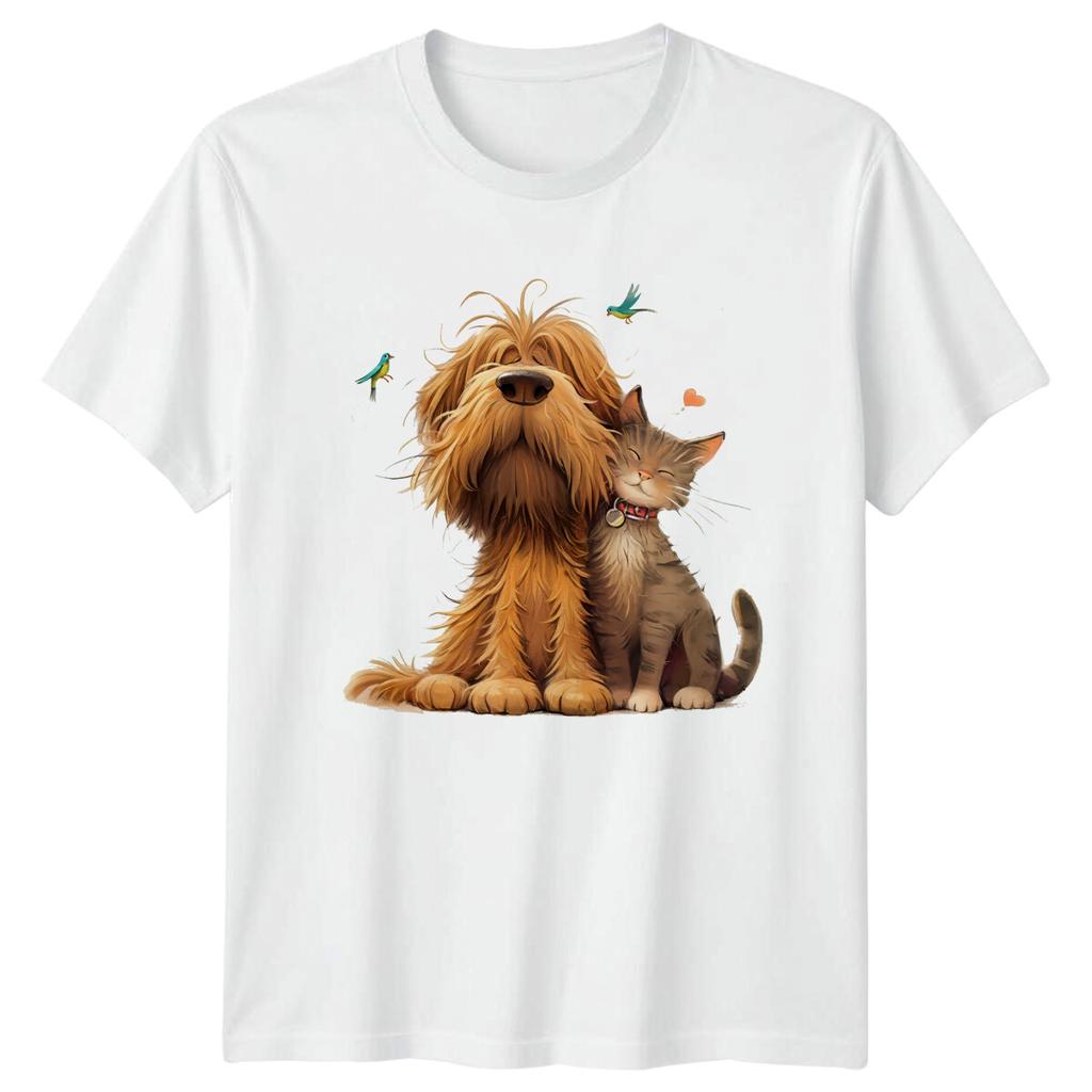 Dog Cat Friendship Animals Dogs And Cats Pet Lovers Unisex Unisex Graphic Unisex Tee