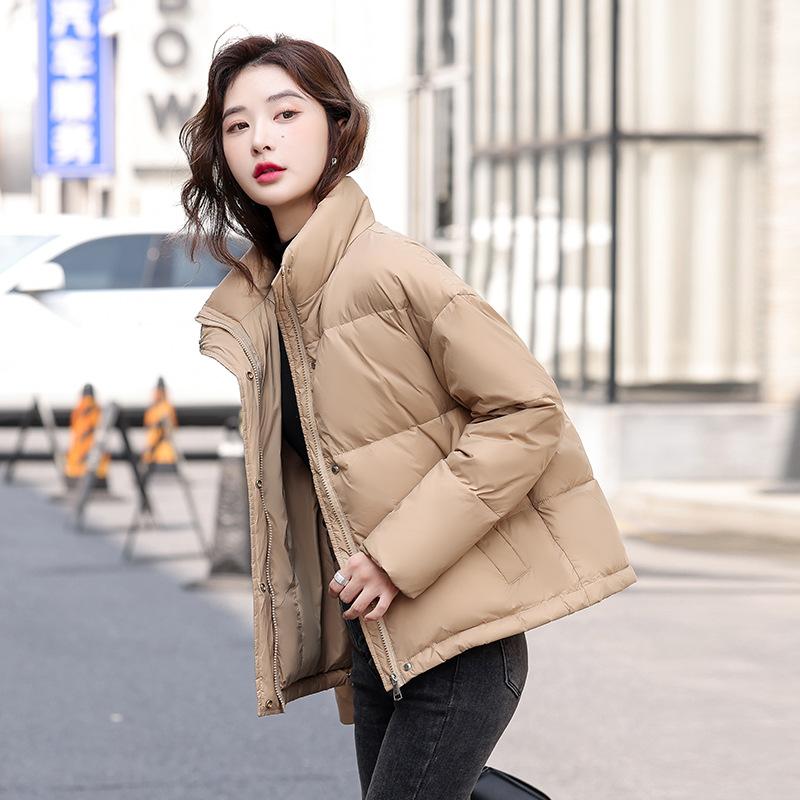 Down jacket women's short model new winter duck down thickened Korean version small stand-up collar bread jacket
