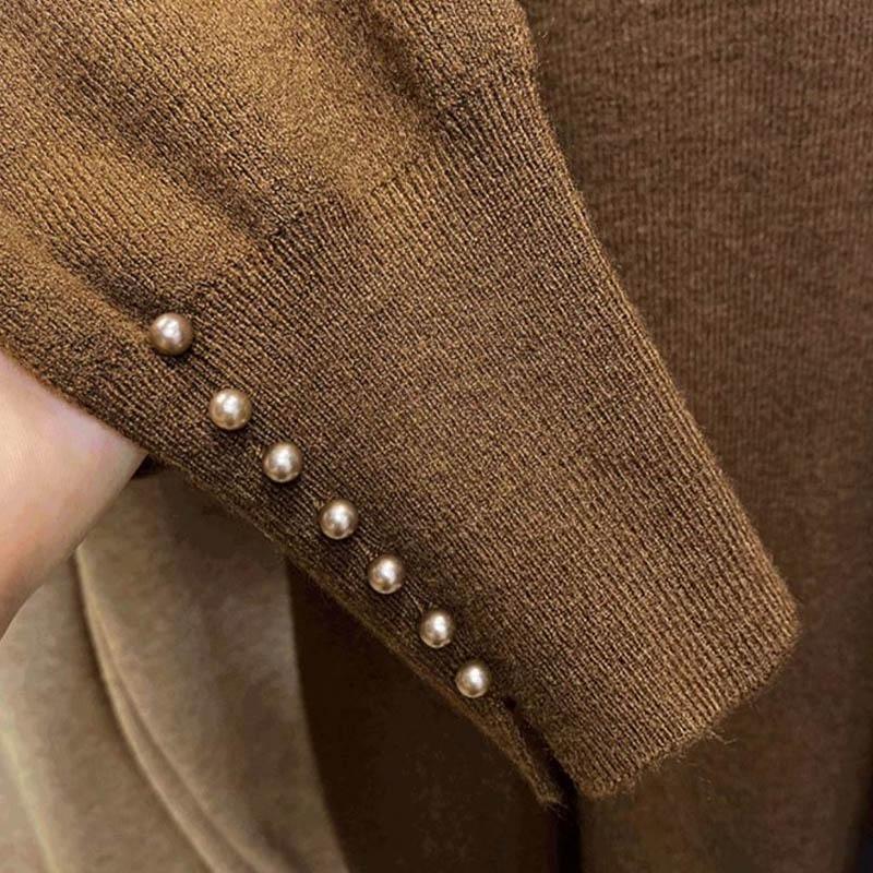 Sweater for Women Autumn Winter Thickened Warm Knitted Stretchy Long Sleeve Oversize Tops