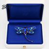 Brooch Electroplated Alloy Brooch Dragonfly Pin with Sparkling Rhinestones Inlaid