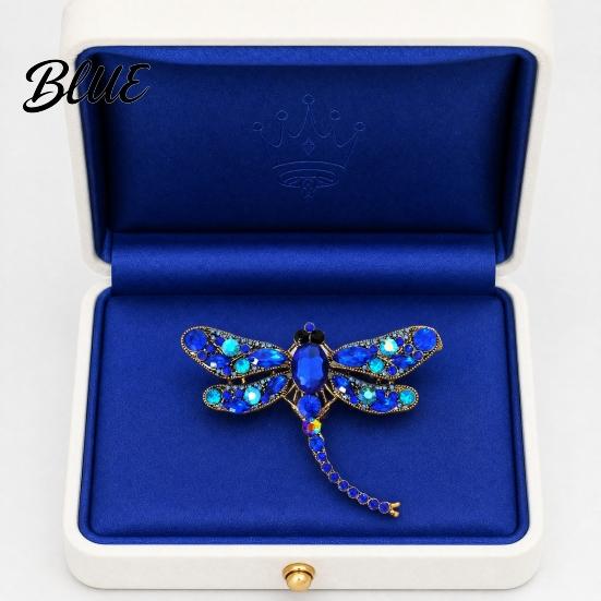 Brooch Electroplated Alloy Brooch Dragonfly Pin with Sparkling Rhinestones Inlaid