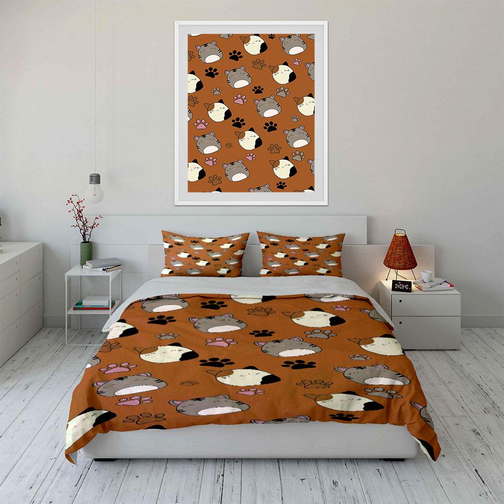 Cats and Paw Prints. Bedding Sets Duvet Cover Sets Duvet Covers Pillowcases(1 * Duvet Cover 2 * Pillowcases, Without Duvet Insert)