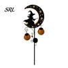 Decorative Solar Stakes for Lawn Halloween Witch Pumpkin Moon Garden Stake Light, Waterproof on Crescent Powered with Lantern, Outdoor LED Yard