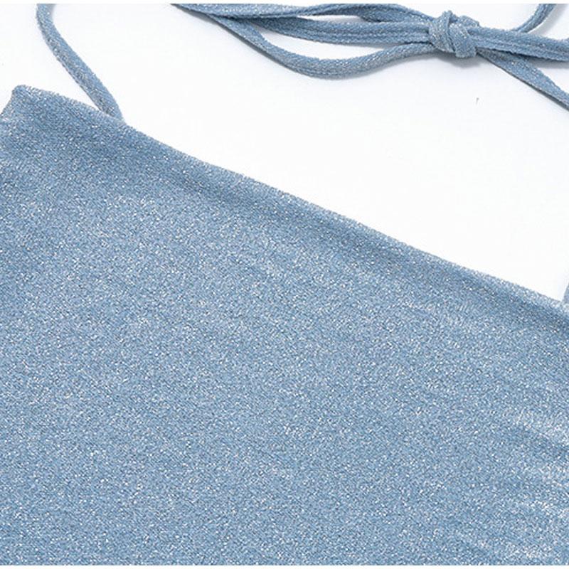 Women Crop T-shirt Tank Top Sequin Summer Backless Female T-Shirts 2023 New Night Club Party Tee Corset