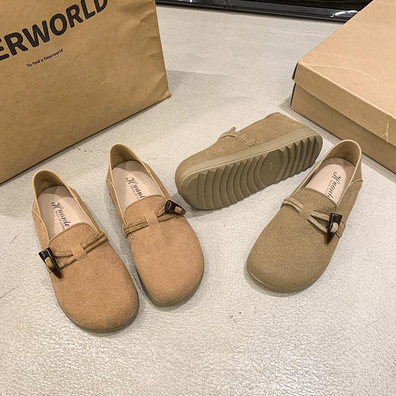 Birkenstocks Women's Velvet Doudou Shoes 2025 New Autumn and Winter Women's Shoes Flat Shoes Mao Mao Shoes One Foot Cotton Shoes