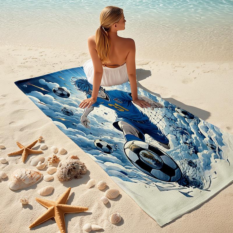 1pc Soccer Hero Action Cartoon Quick Dry Microfiber Bath Towel for Swimming Surfing Camping Unisex Holiday. SJT720125