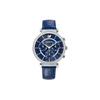 Swarovski Passage Chrono Uhr Quarzwerk Lederarmband Blaues Zifferblatt Drei-Augen Kristallbesetztes Uhrwerk Damenuhr 5580342