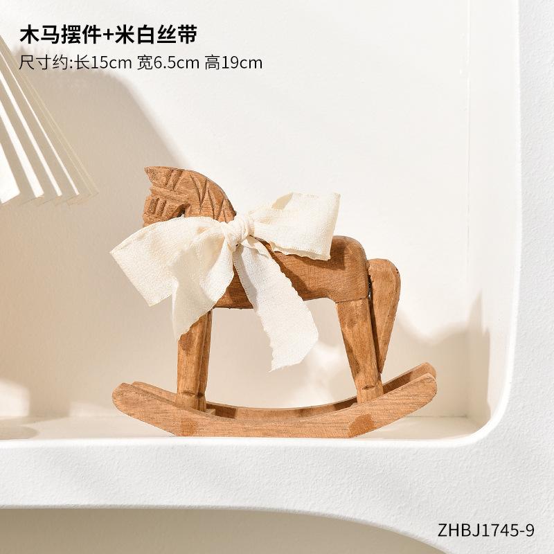 2025 New Rural Style Rocking Horse Decoration Living Room Bedroom Desktop Wooden Handicrafts Decorative Ornaments