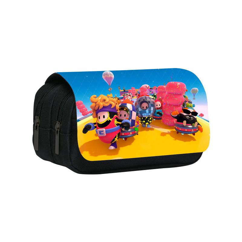 Fall Guys Pencil Case Double Layer Cartoon Stationery Bag For Students And Kids